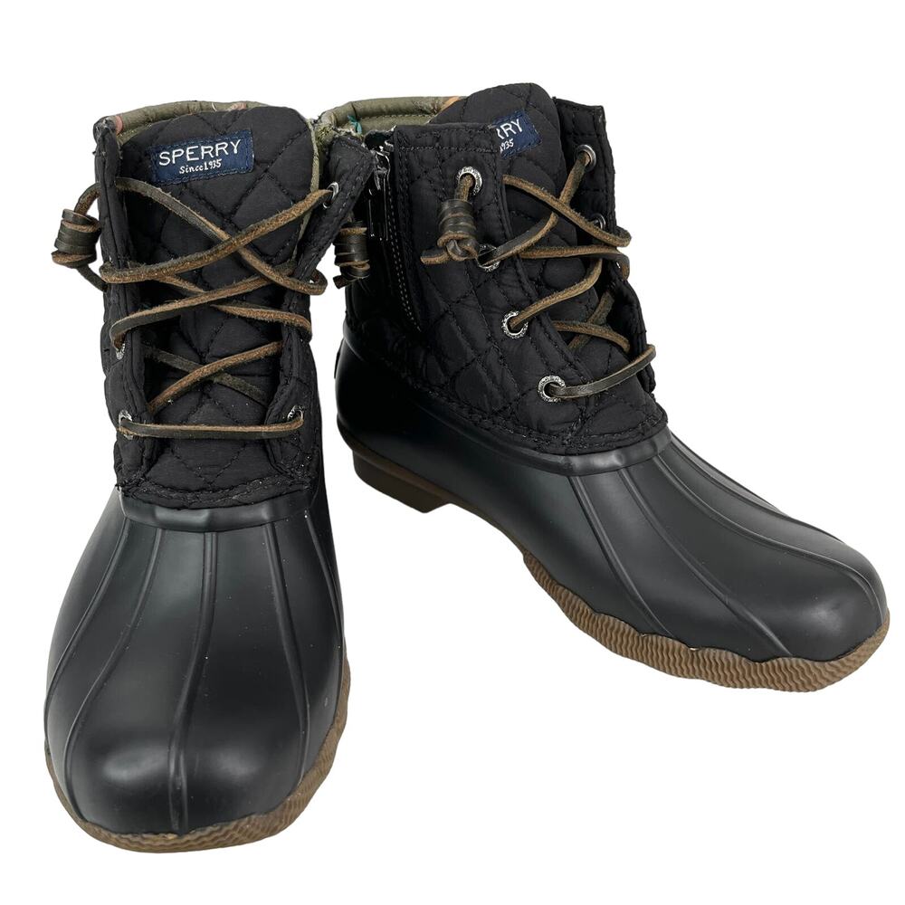 Sperry Women's Saltwater Quilted Duck Boot 6M Black